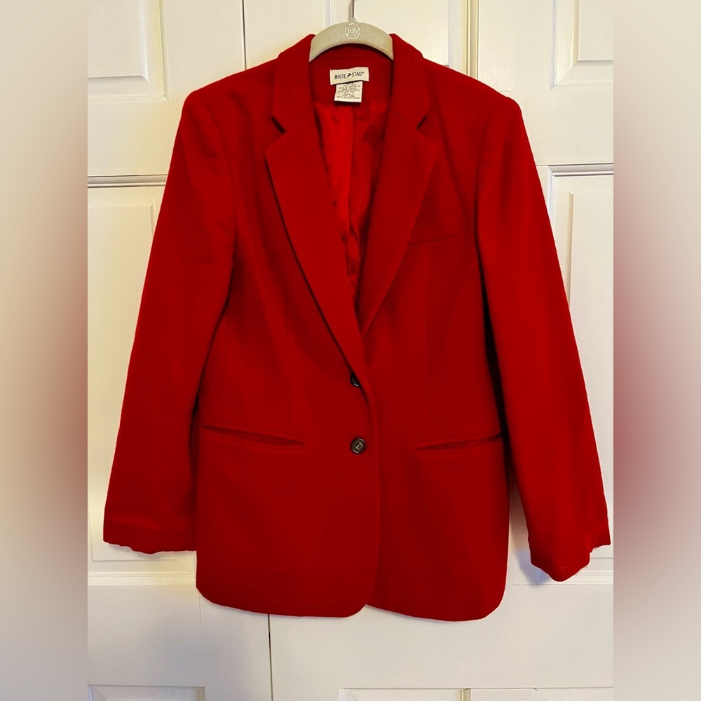 White Stag Vintage Red 100% Wool‎ Blazer Women’s Size 6
